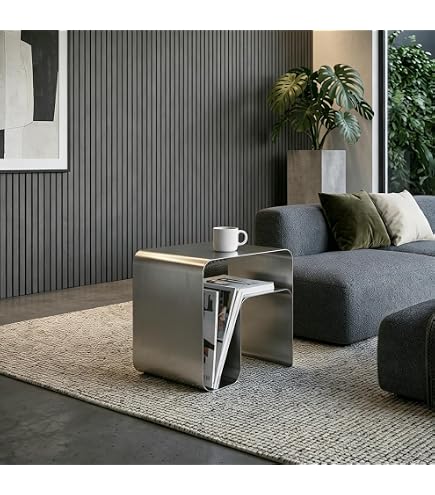 Amazon.com: RNBEmU Minimalist Stainless Steel End Table, Modern